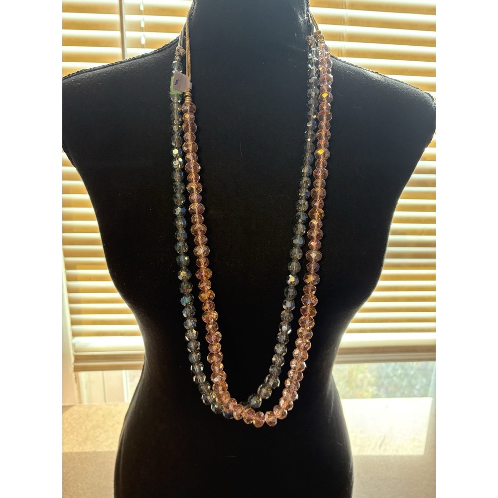 💎 Chico's Shiny Faceted Beaded Necklaces— Blue & Pink Crystal Statement Jewelry